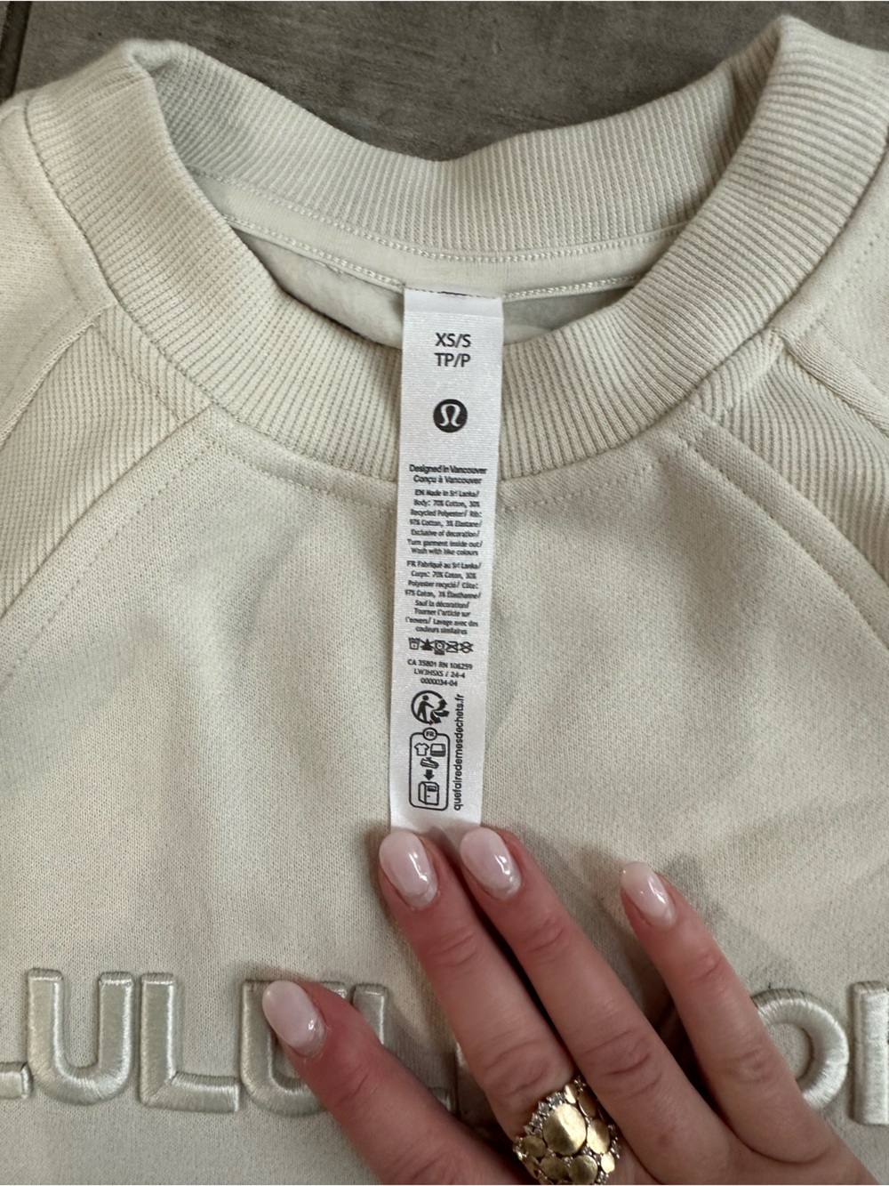 lululemon athletica Cream Embossed Logo Crewneck Sweatshirt - Picture 5 of 5